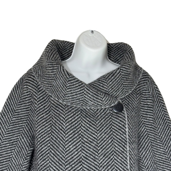 Kenar Black White Herringbone Wool Blend Jacket Large - Picture 4 of 11